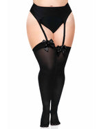 Plus Size Opaque Thigh Highs With Satin Bow Accent