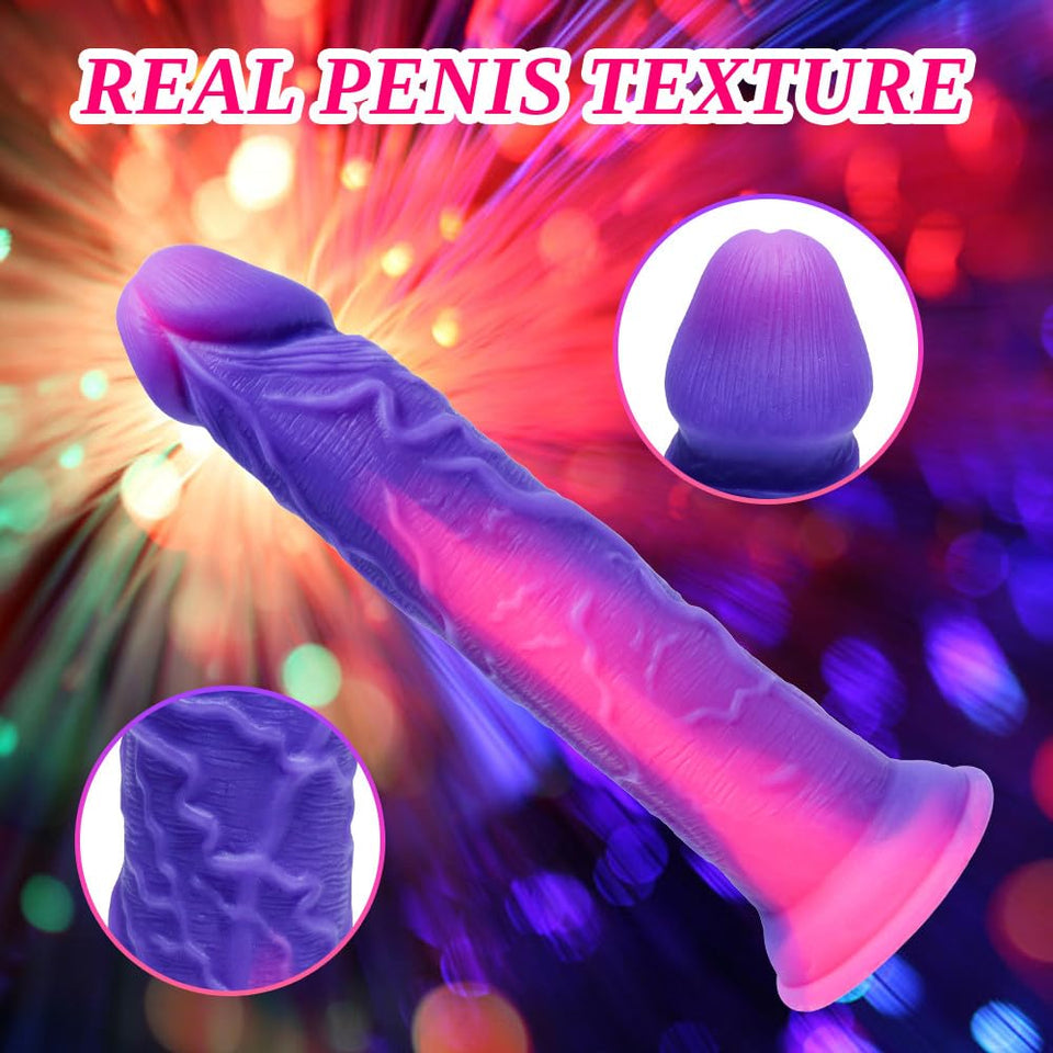7 Inch Silicone Realistic Soft Beginner Slim Dildo for Women Men Lesbians, Funny Small Cute Purple Pink Anal Dildo Strong Suctio