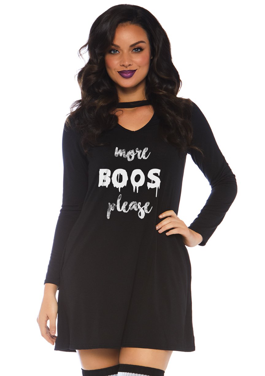 Leg Avenue More Boos Jersey Dress With Po Black Color