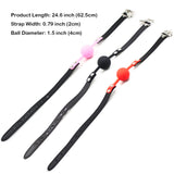 RYOZOCH SM Silicone Ball Gag with Lock Leather Strap BDSM Adult Sex Toys Bondage Kit Restraints Play (1.5in Ball, Purple+Black)