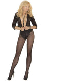 French Cut Support Pantyhose. - One Size Queen - Black
