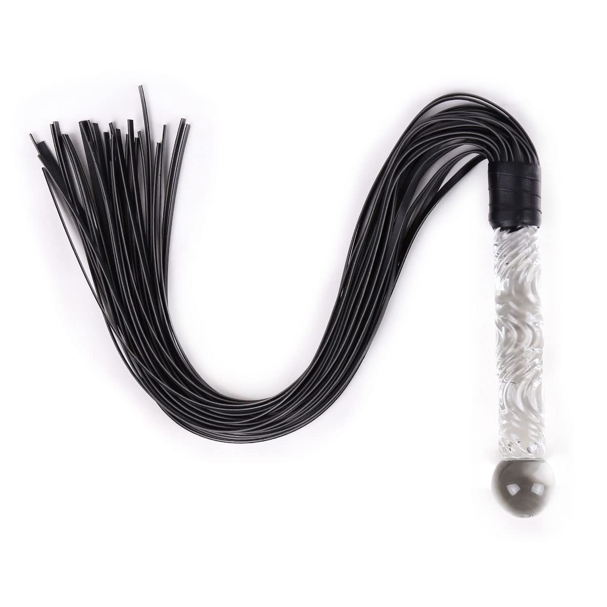 28  Glass Flogger Adult Sex Toy | Premium BDSM Whip for Couples | Sexy Black Bull Whip | Spanking Paddle Riding Crop