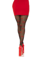 Spandex sheer polka dot cherry tights.