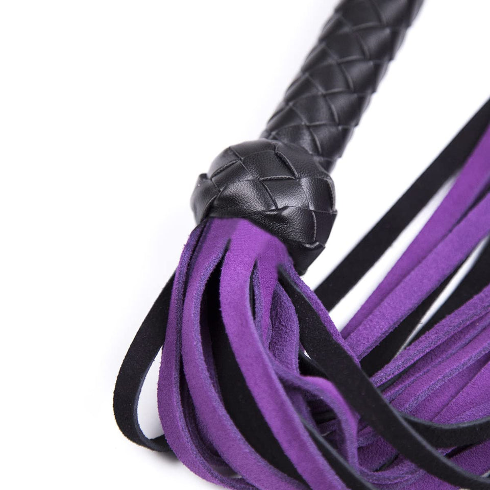 Premium Purple Leather Flogger for Couples - Deluxe BDSM Whip for Sensual Play, Erotic Exploration & Fetish Adventures - Adjusta