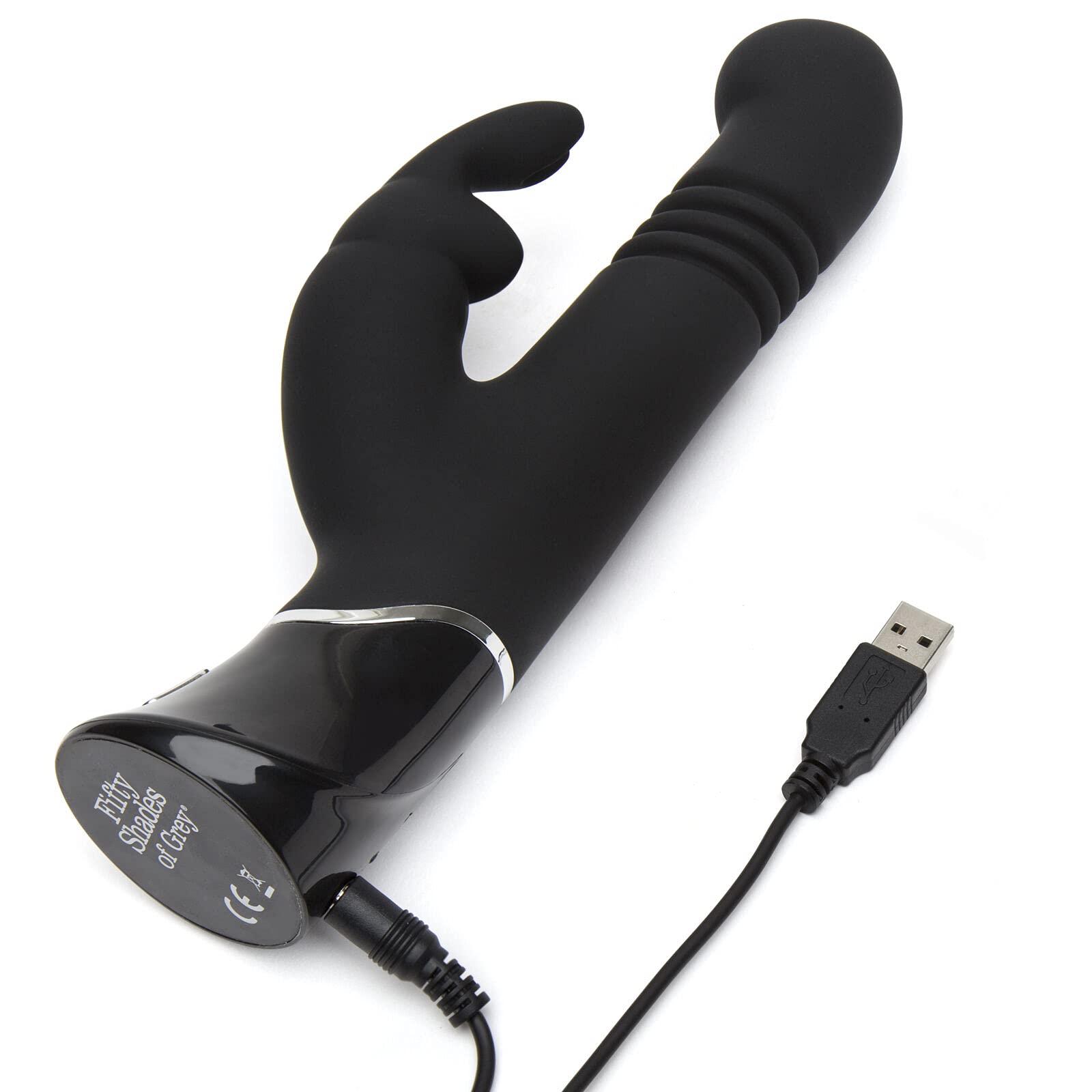Fifty Shades Of Grey Greedy Girl Thrusting Rabbit Vibrator - 4.5 Inch Silicone Thrusting Vibrator For Women - Dual Stimulation A