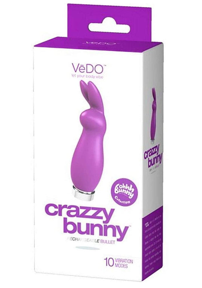VeDO Crazzy Bunny Vibrator Bullet, Rechargeable Clitoral Adult Sex Toy, Clitoris Stimulator Vibe for Women (Purple)