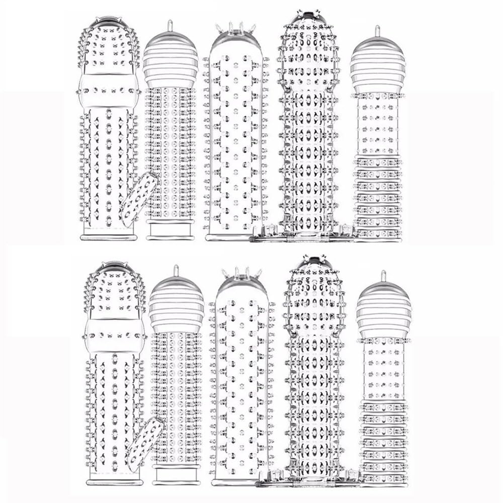 10 PCS Silicone Penis Sleeves Reusable Condoms Cock Enlarger Extender Girth Transparent Penis Erection Sex Toy for Couple Men