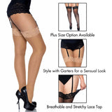 Plus Size Nylon Sheer Lace Top Stockings