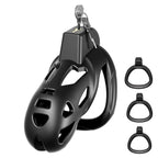 Male Chastity Devices Cock Cage - Large Chastity Cage Built-in Vertical Invisible Lock Chastity Device with 3 Size Base Rings&2