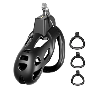Male Chastity Devices Cock Cage - Large Chastity Cage Built-in Vertical Invisible Lock Chastity Device with 3 Size Base Rings&2