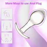 2.8 '' Small Glass Anal Butt Plugs,Crystal Anal Trainer Toys for Gay Women Couple,Adult Sex Toys and Games for Female & Male,Fea