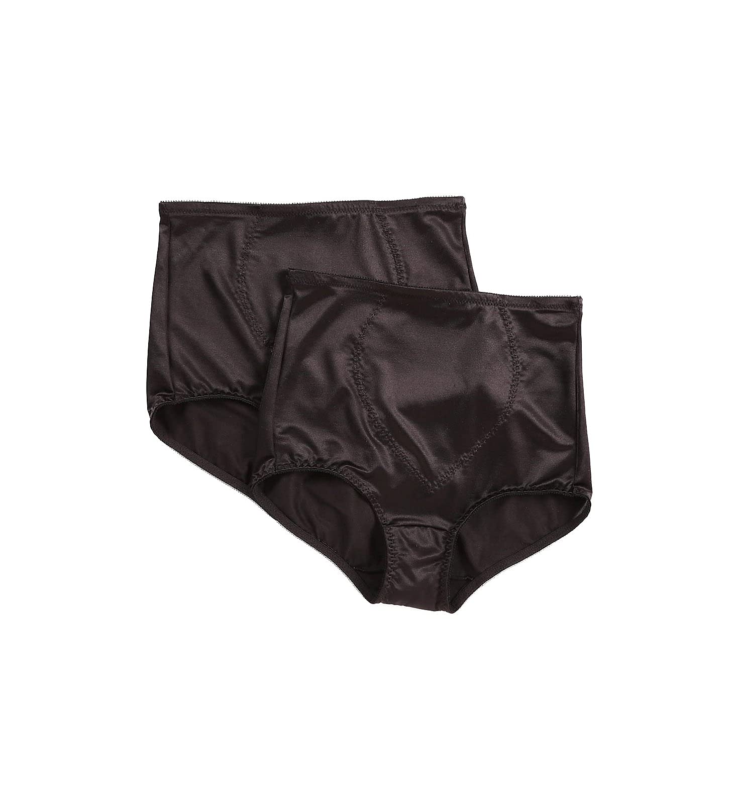 Bali womens Jacquard Mesh Tummy Panel Firm Control 2-pack Fajas Dfx710 shapewear briefs, Black/Black, 3X-Large US