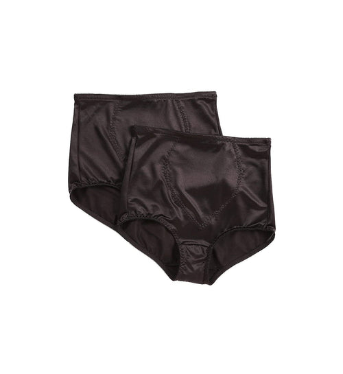 Bali womens Jacquard Mesh Tummy Panel Firm Control 2-pack Fajas Dfx710 shapewear briefs, Black/Black, 3X-Large US