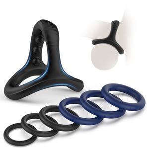 Silicone Penis Rings Set with 7 Different Sizes Cock Rings for Erection Enhancing, Long Lasting Stronger Men Sex Toy, Strechy Ad