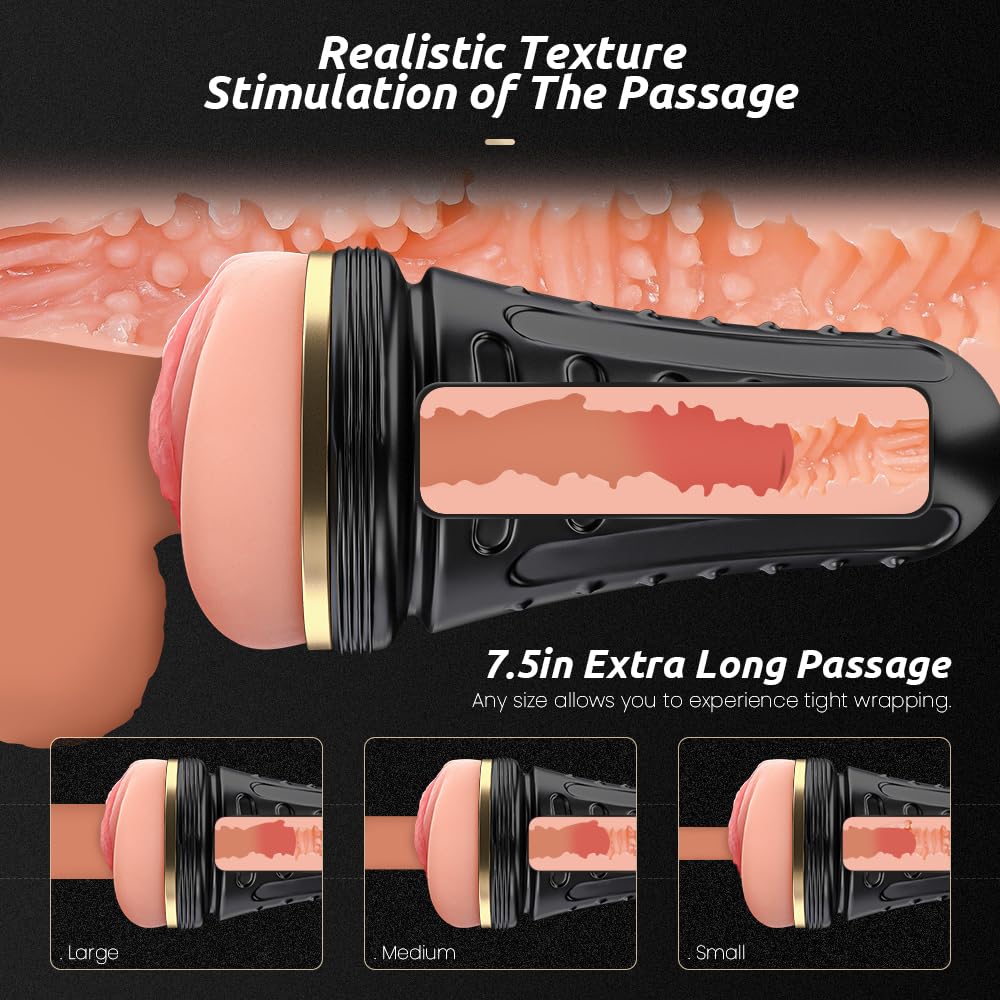 Male Masturbator,Kingdemer Realistic Pocket Pussy Vagina Textured with 7.5in Depth Lifelike Soft and Fleshy Texture,Penis Traini