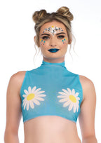 Daisy High Neck Mesh Crop Top