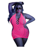 Glow Shock Value Halter Dress Neon Pink Q/S
