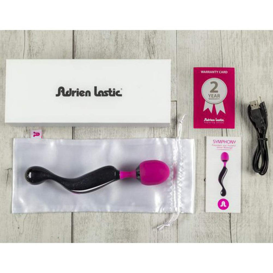 Adrien Lastic Symphony Wand Massager, Neon Pink/Black, 8.25 Inch