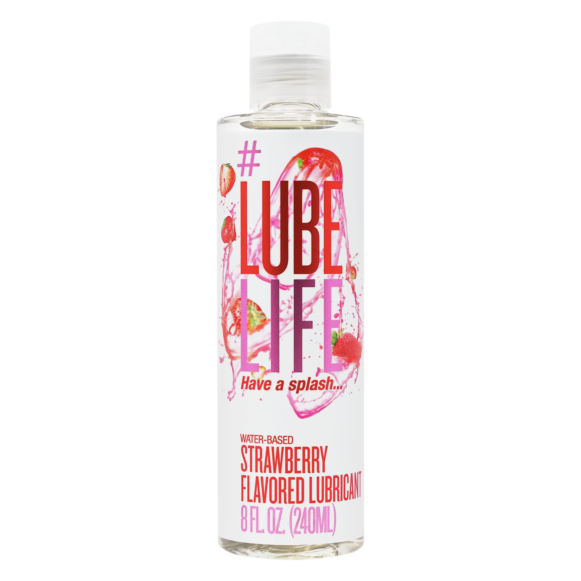 LUBELIFE Water-Based Strawberry Flavored Lubricant, Personal Lube for Men, Women and Couples, Made Without Added Sugar, 8 Fl Oz