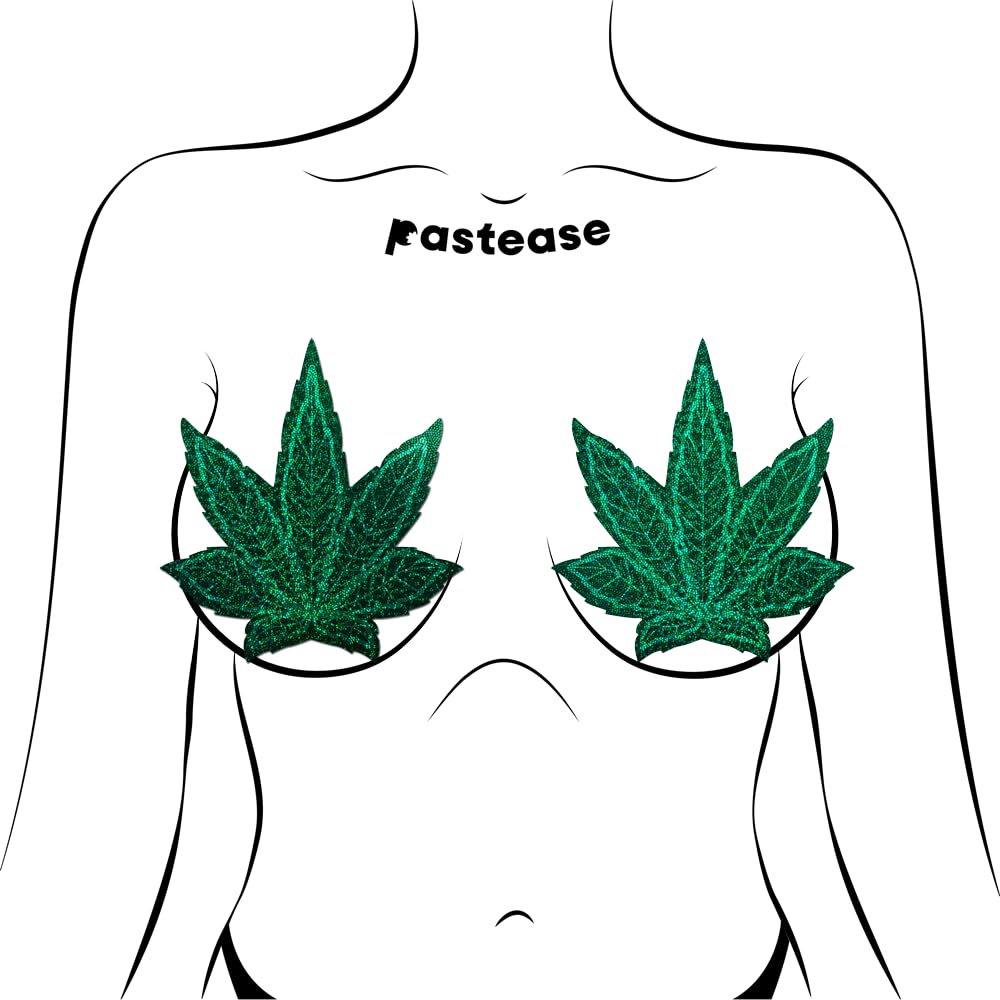 Pastease Pot Leaf Glitter Green Fuller Coverage
