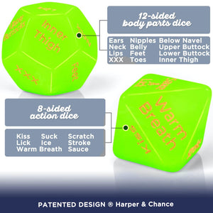 Harper & Chance Sex Dice Games for Adults Couples, Date Night Dice, 96 Foreplay Suggestions, 36 Sexual Positions...Glow in The D
