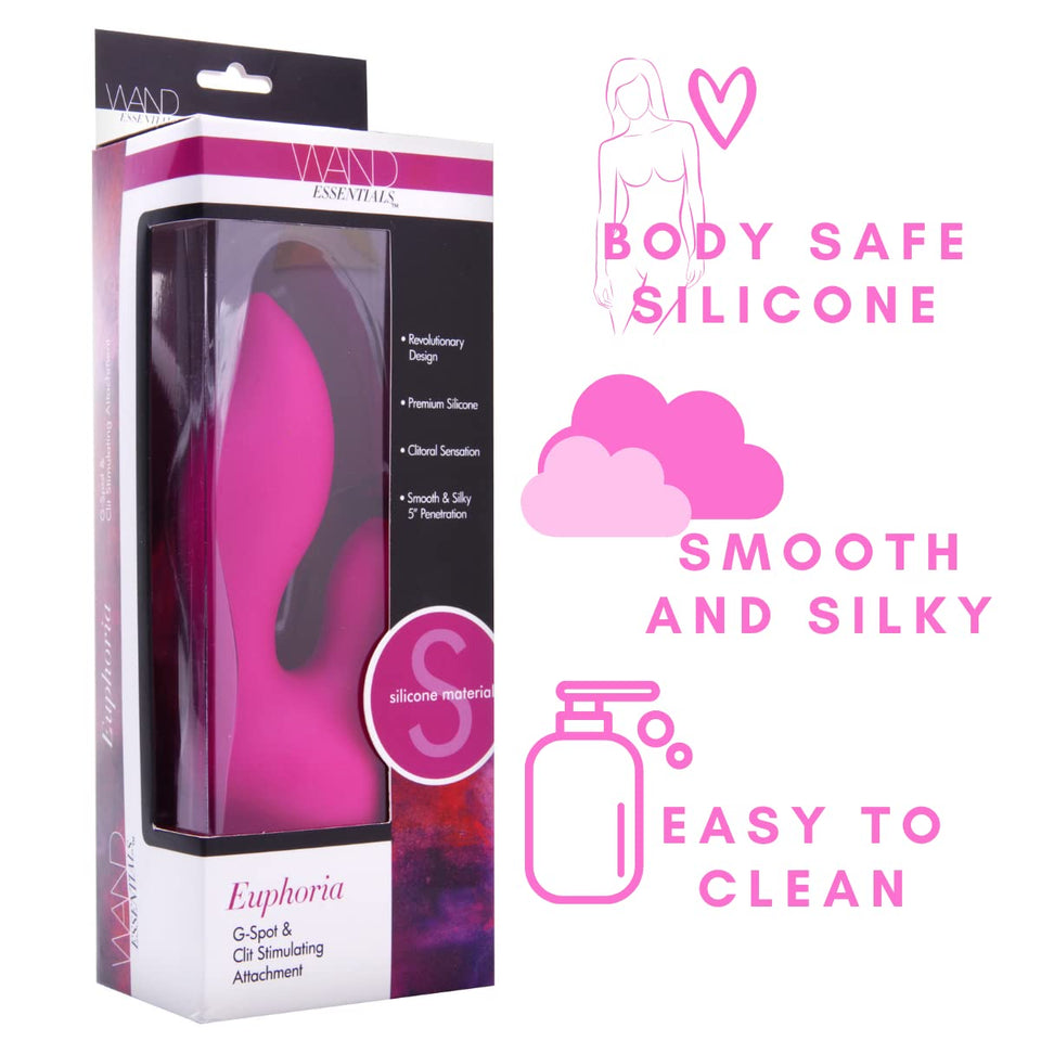 Wand Essentials Euphoria G-Spot And Clit Stimulating Silicone Wand Massager Attachment, Pink (Ad444)