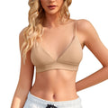 INIBUD Bralette for Women Triangle Cups Removable Padded Wire Free Pull On Closure (as1, Alpha, s, Regular, Regular, Wheat)