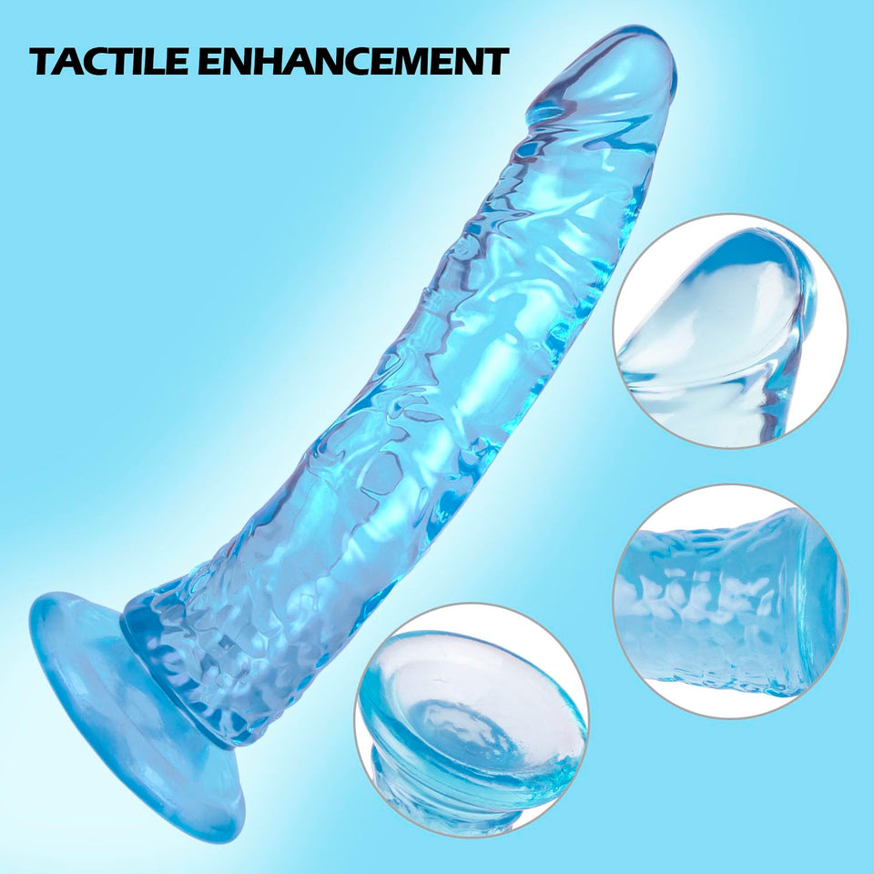 7.9 ' ' Blue Soft Realistic Dildo, Jelly Dong Stimulator with Strong Suction Cup for Hands-Free Play, Lifelike Penis Adult Sex T