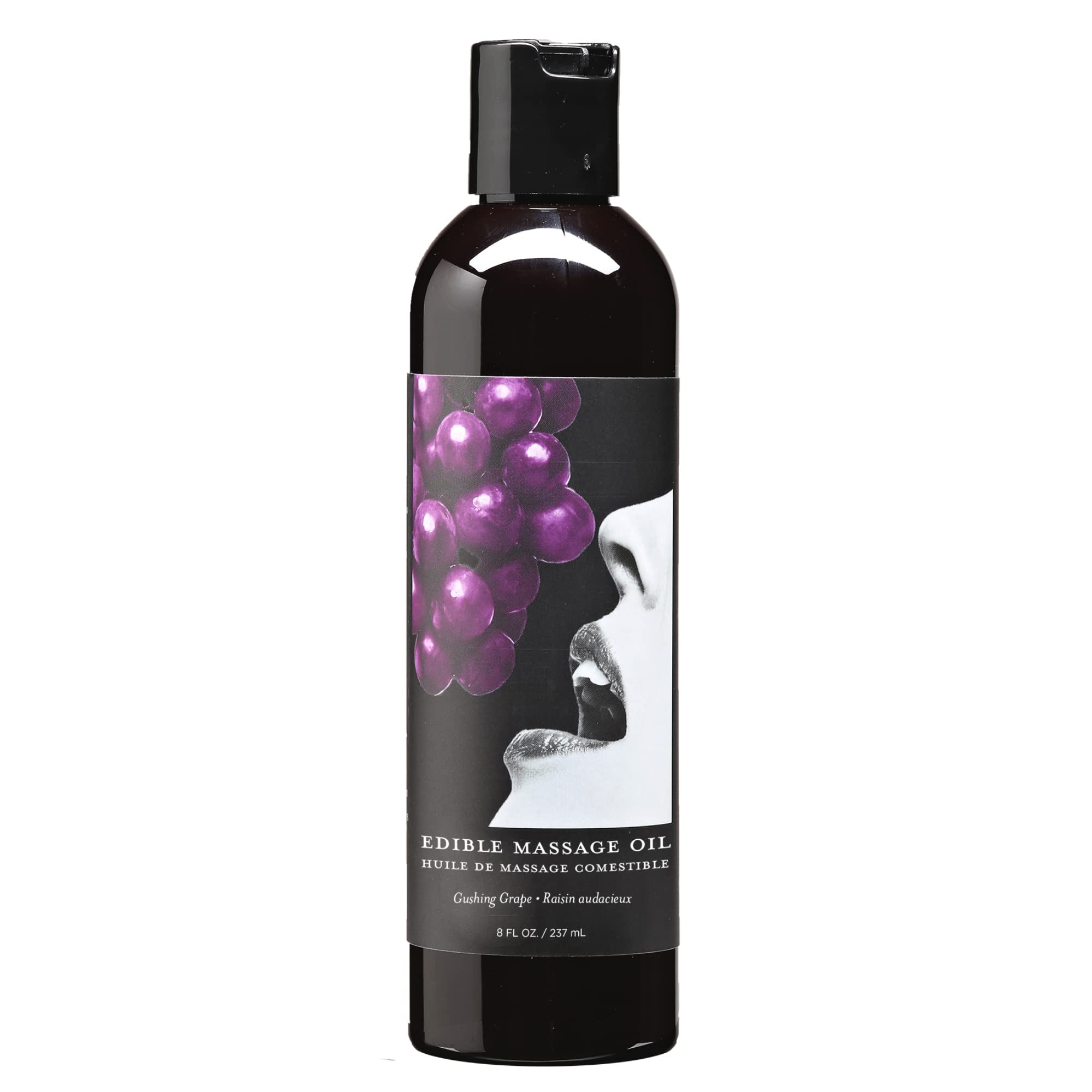 Earthly Body Edible Massage Oil, Grape - 8 fl. oz. - Hemp Seed, Almond, Grapeseed, Apricot & Vitamin E Oil - Vegan & Cruelty Fre