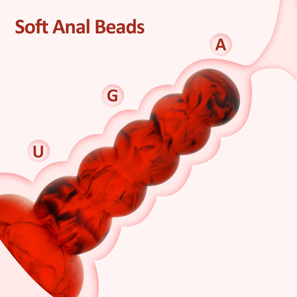 5 Balls Dildo,6.7 '' Long Anal Beads Vaginal G-spot Deep Stimulation,Butt Plug with Strong Suction Cup for Male Female,Liquid Si