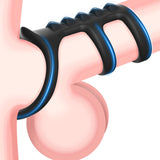 Triple Penis Ring for Men - Black Silicone Cock Ring with Ribbed Texture for Harder Longer Stronger Erections - Erection Enhanci