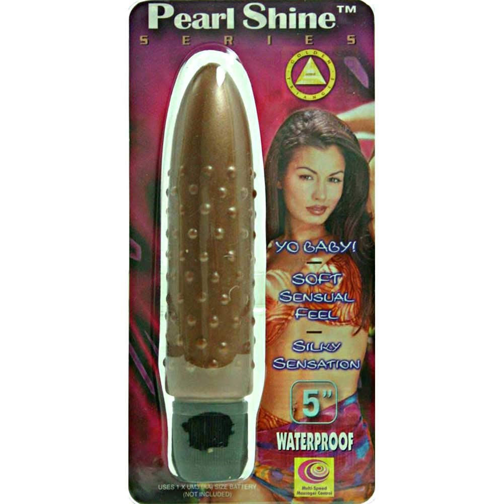Golden Triangle Pearl Shines Waterproof Massager, 5'', Bumpy, Brown