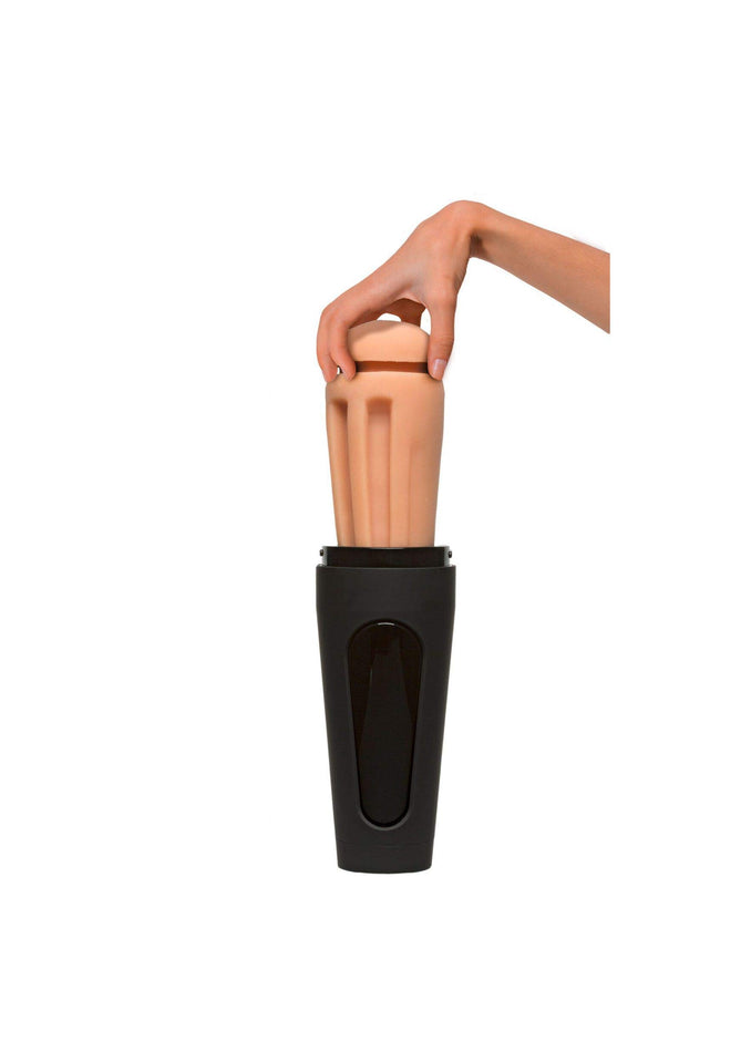 Doc Johnson Man Squeeze - Jj Knight - Ultraskyn Stroker - Squeeze Plate For Precise Pressure - Twist End Cap To Control Suction - Discreet Premium Stroker - Male Masturbator, Ass, Vanilla