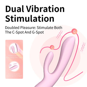 Jissbon Burning Sakura Dual-Head Rabbit Vibrator Vibrating Dildo Massager with Heating Function Sex Toys for Clitoral Stimulatio