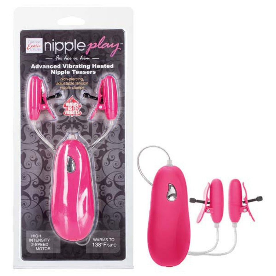 California Exotic Novelties Nipple Play Advanced Vibrating Heated Nipple Teasers, Pink