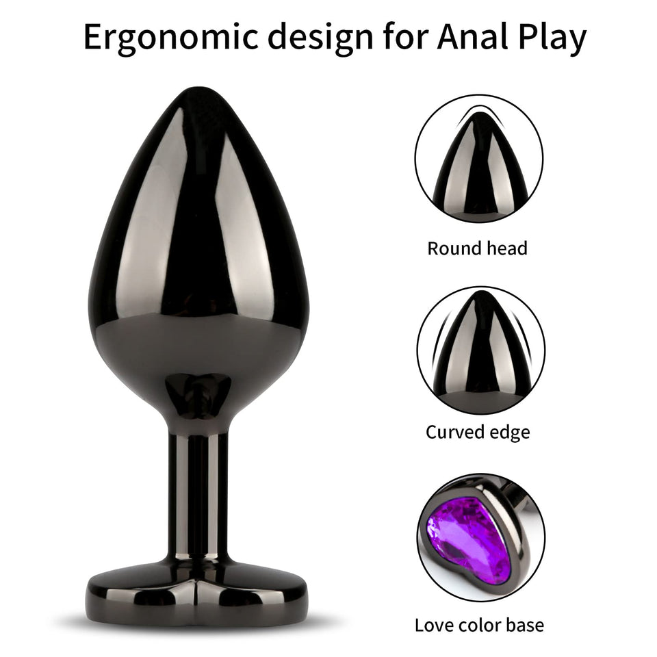 HISIONLEE Anal Plug 3PCS Sex Toys Anal Training Set Metal Butt Plug Adult Trainer Kit Toy with Crystal Diamond S&M Adult Gay Ana