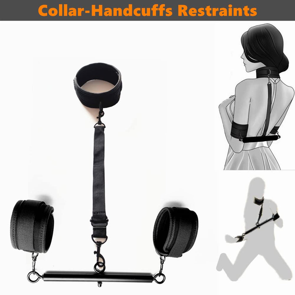 Spreader Bar Sex Toys Furniture BDSM Bondage Collar Restraints with Handcuffs Ankle Cuffs for Couples Expandable 23-36inch