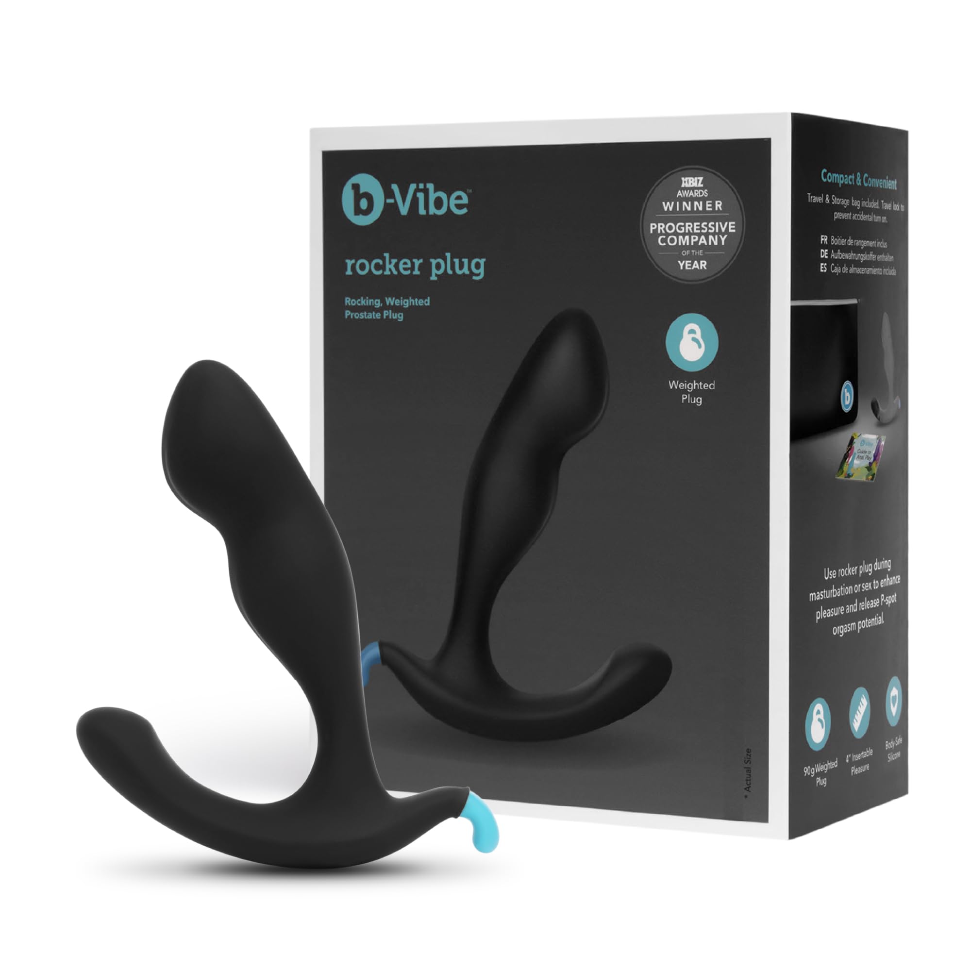 b-Vibe Rocker Anal Plug - Prostate Rocking Butt Plug, Silicone Anal Toys for Adults - Black