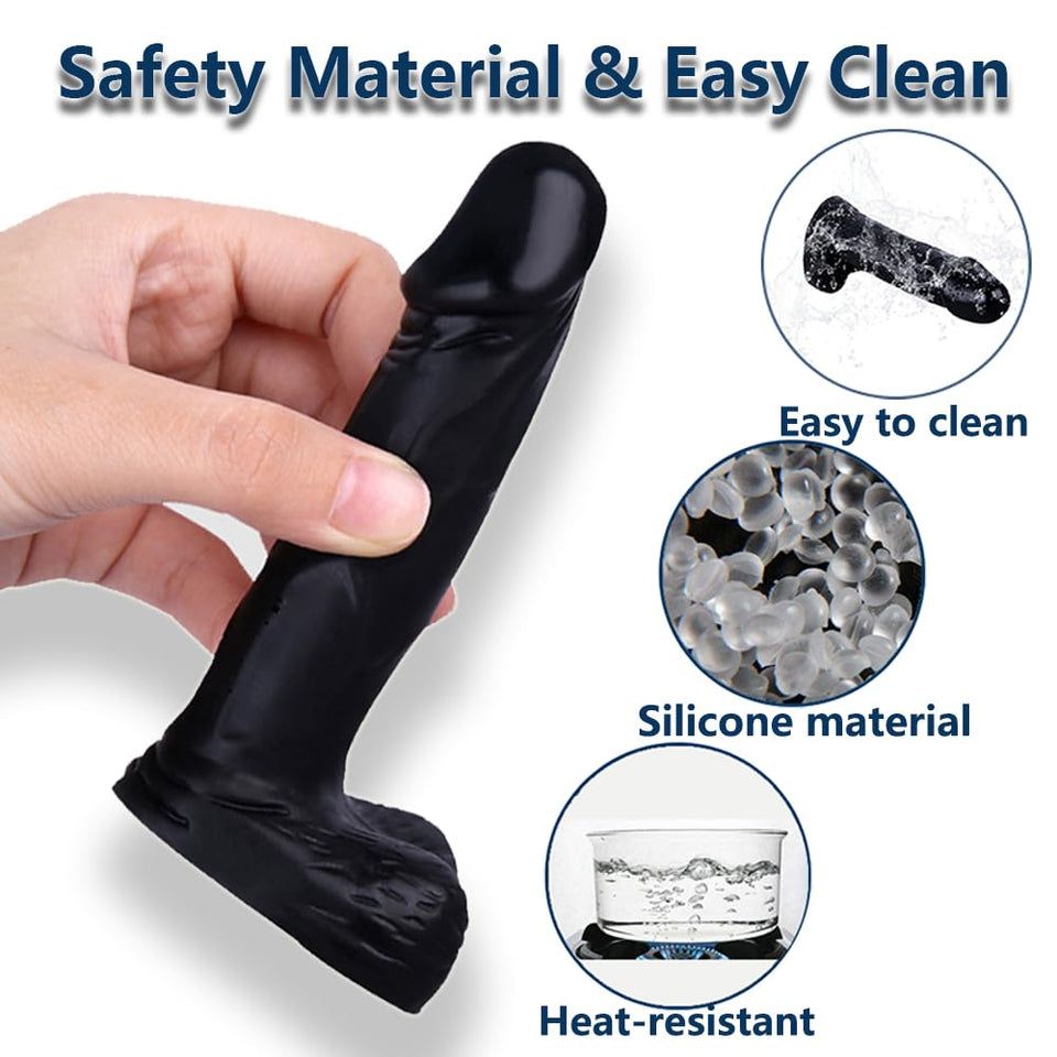 4 in Realistic Small Dildo,Beginner Anal Plug,Soft Anal Dildo with Curved Shaft and Balls,Adult Anal Sex Toy Women Men Couples.E