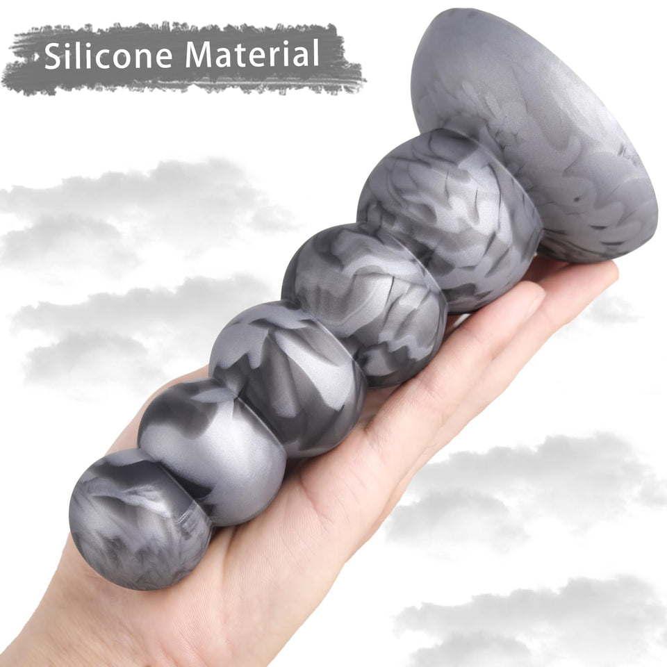 Beginner Liquid Silicone Anal Plug 5 Balls Dildo Strong Suction Cup Hands Free Play Realistic and Soft Adult Sex Toys Insert But