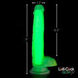 Lollicock 7'' Glow-in-The-Dark Silicone Dildo w/Balls for Men, Women, & Couples. Glow in The Dark Dildo with Balls Made with Pre