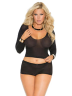 Plus Size Cami Top And Booty Short Set- Fits Size 14-18, 1X/2X, Blk