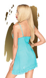 Penthouse After Sunset Ruffle Baby Doll With Thong-Turquoise L/Xl-Boxed