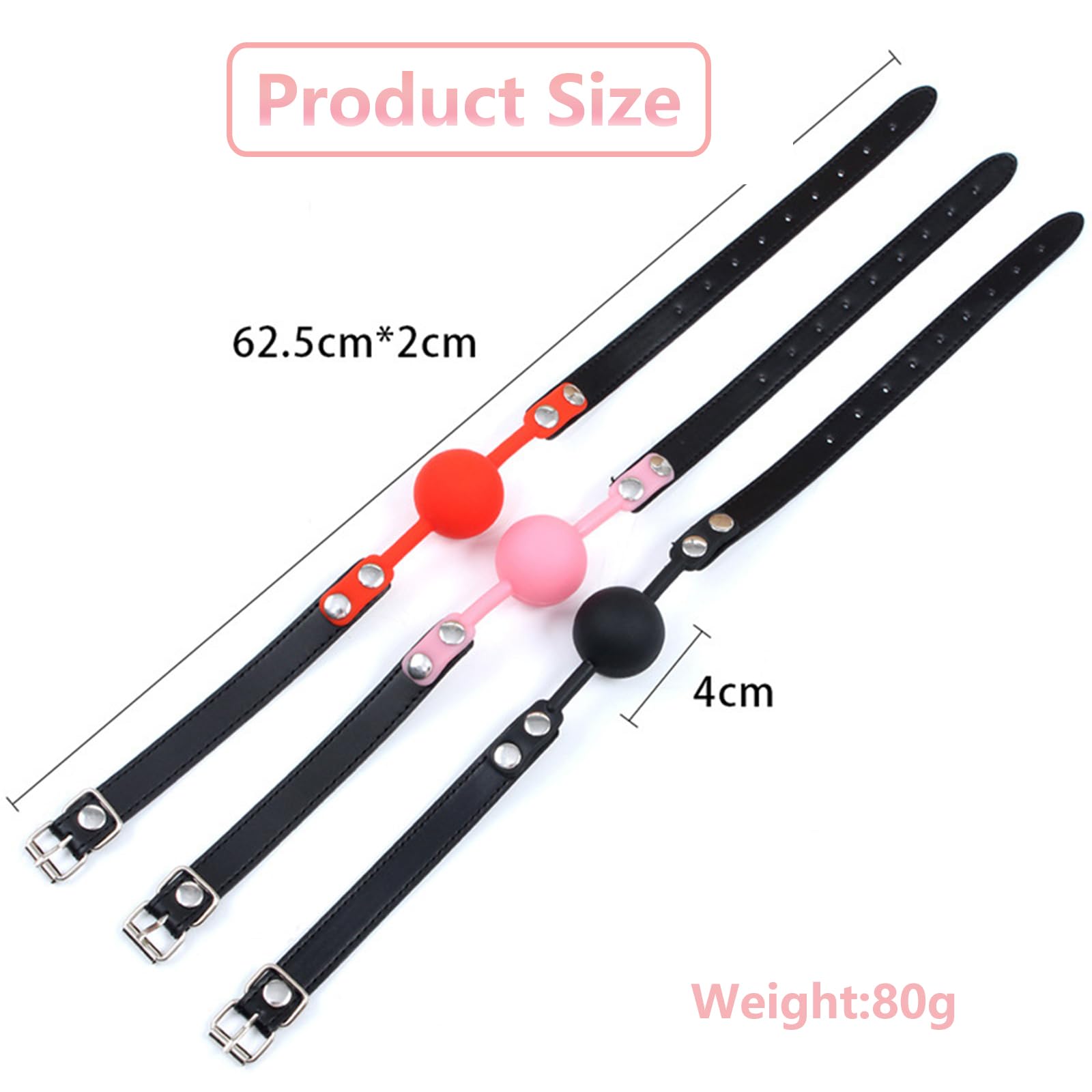 Leather Restraints Ball Mouth Plug Silicone Bondage Ball Gag Silicone Bondage Ball Gag for Sex, BDSM Restraints Toys Sex Gag Muz