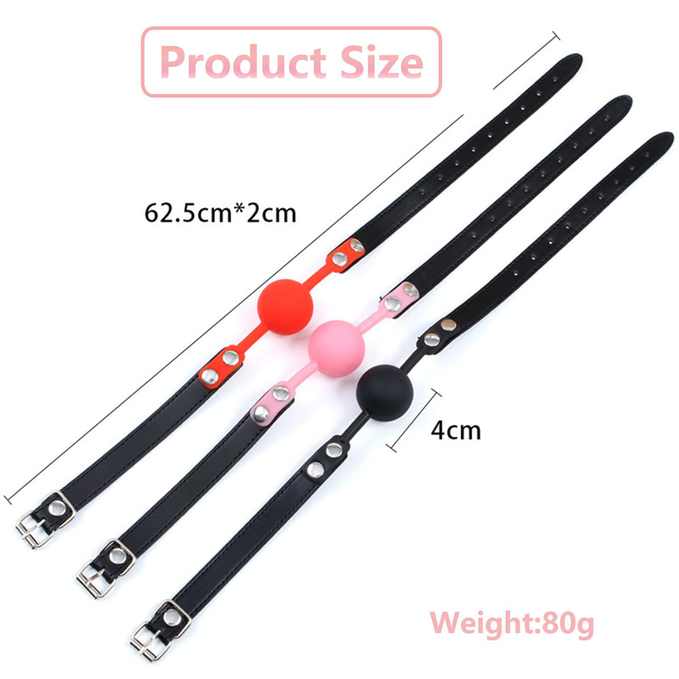 DFsucces Leather Restraints Ball Mouth Plug Silicone Bondage Ball Gag for Sex, BDSM Restraints Toys Sex Gag Muzzles (Pink) (P1)