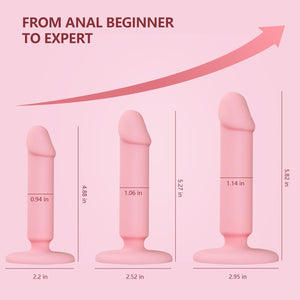 Dildos Anal Plugs Training Kit, 3PCS Small Butt Plugs Lifelike Anal Dildos with Suction Cup Pink Dildo, Anal Toys Suitable for B