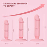 Dildos Anal Plugs Training Kit, 3PCS Small Butt Plugs Lifelike Anal Dildos with Suction Cup Pink Dildo, Anal Toys Suitable for B