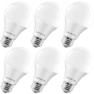 Luxrite A19 Led Bulb 75W Equivalent, 1100 Lumens, 2700K Warm White, Dimmable Standard Led Light Bulbs 11W, Enclosed Fixture Rate