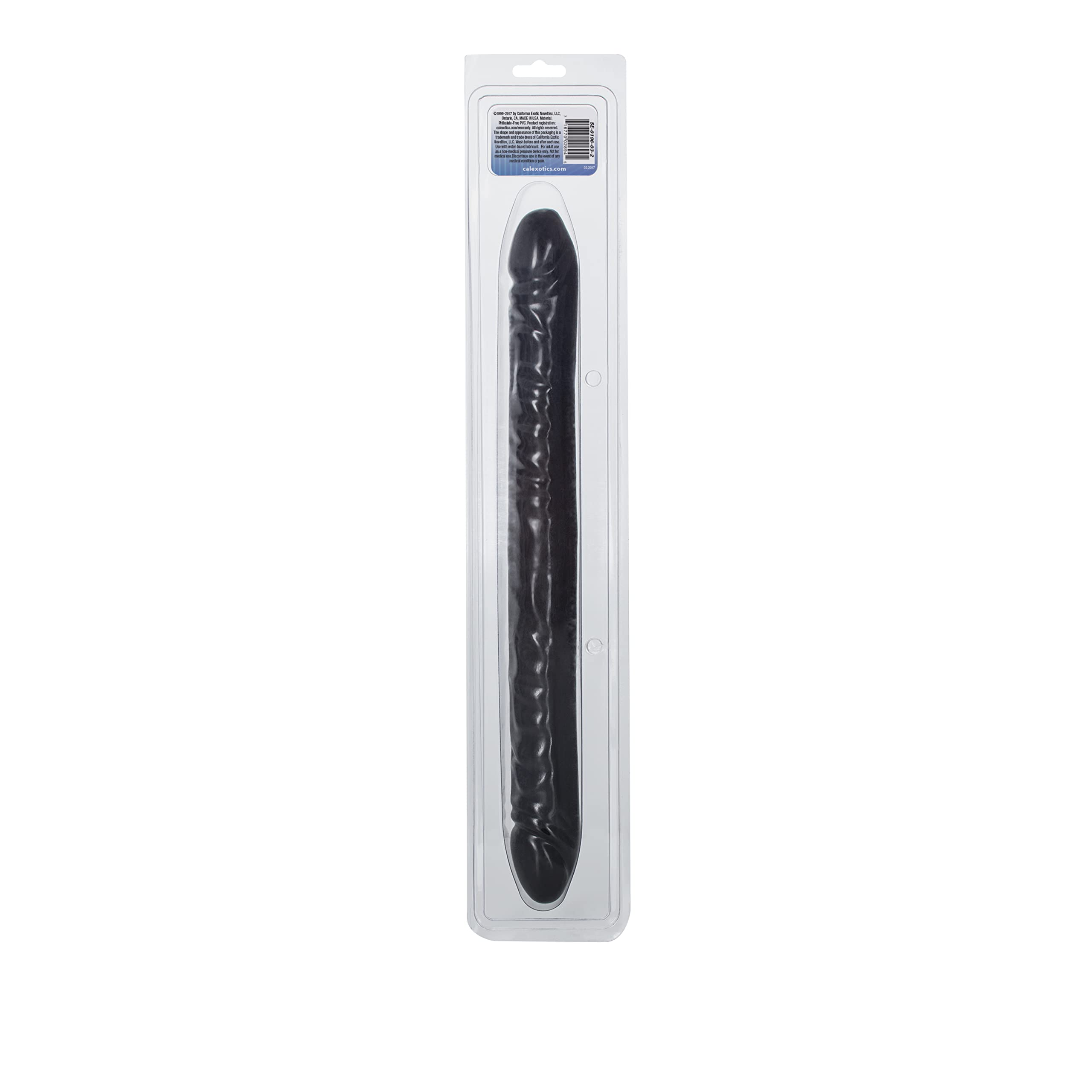 California Exotics Veined Double Dildo, Black, 18 Inches