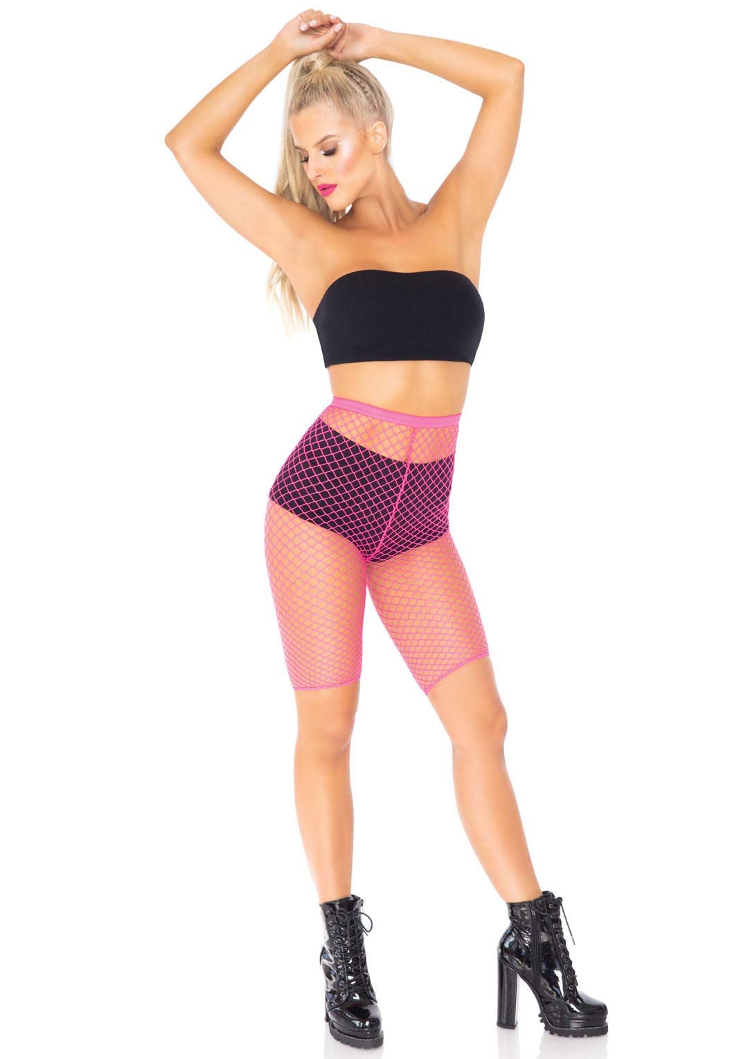 Industrial Net Biker Shorts. - O/S / Neon Pink